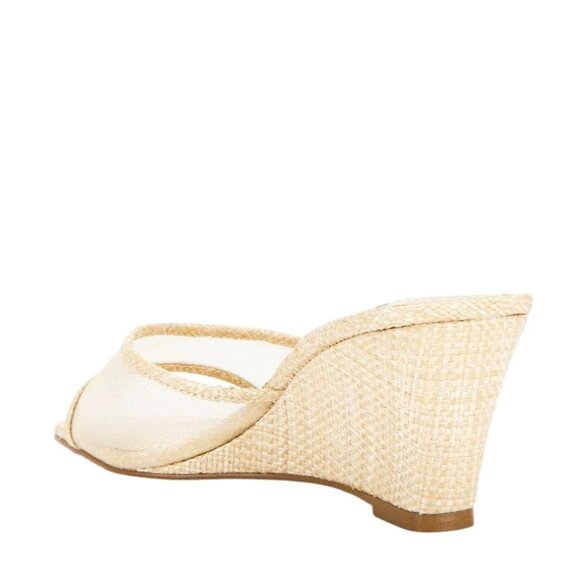 Steve Madden Seleste Sandals in Raffia Mesh Tan 10 Womens SLides Wedge Heels - Picture 3 of 10